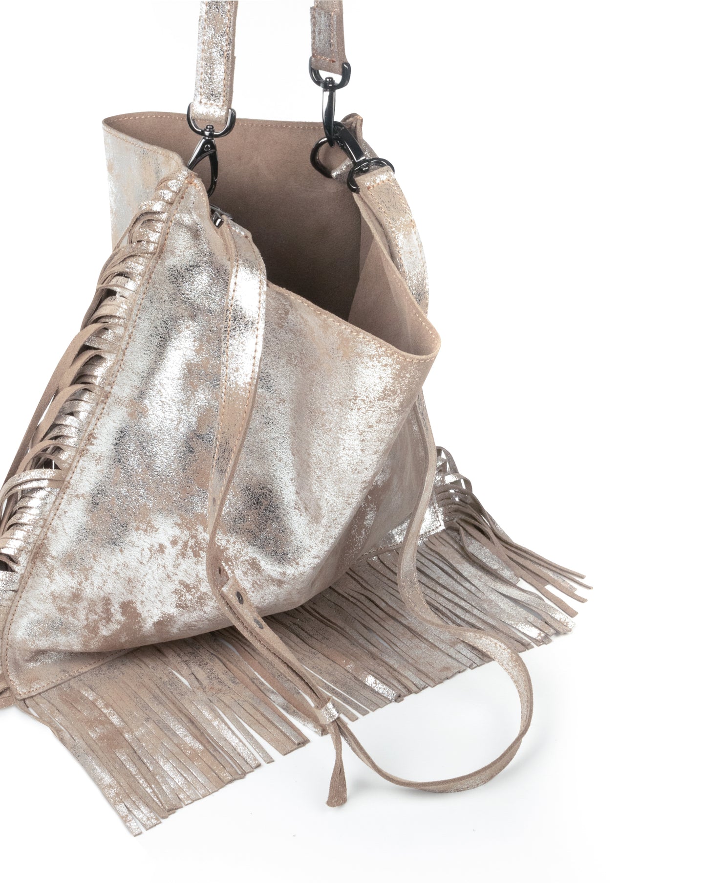 BOLSA SOHO BEIGE CON PLATA